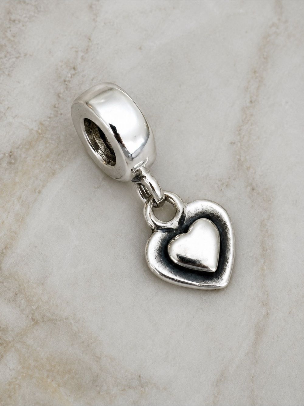 Pandora 925 ALE Double Heart Dangle Charm